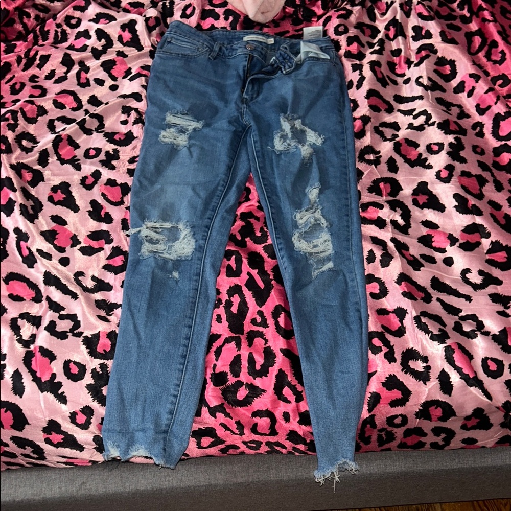 Distressed Blue Women's Ripped Levi Skinny Jeans